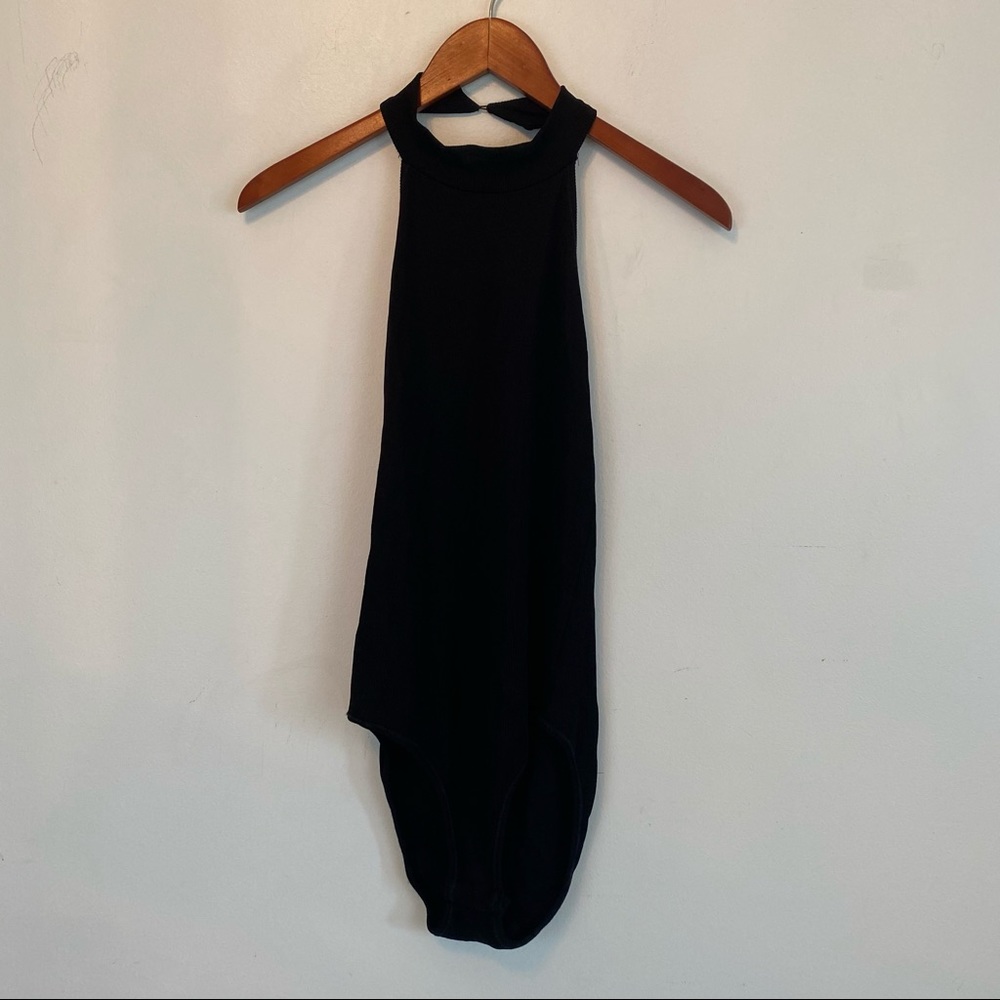 ⚡️ZARA Black Open Back Halter Top Backless Bodysuit Ribbed Sleeveless Shirt | M - Picture 2 of 6